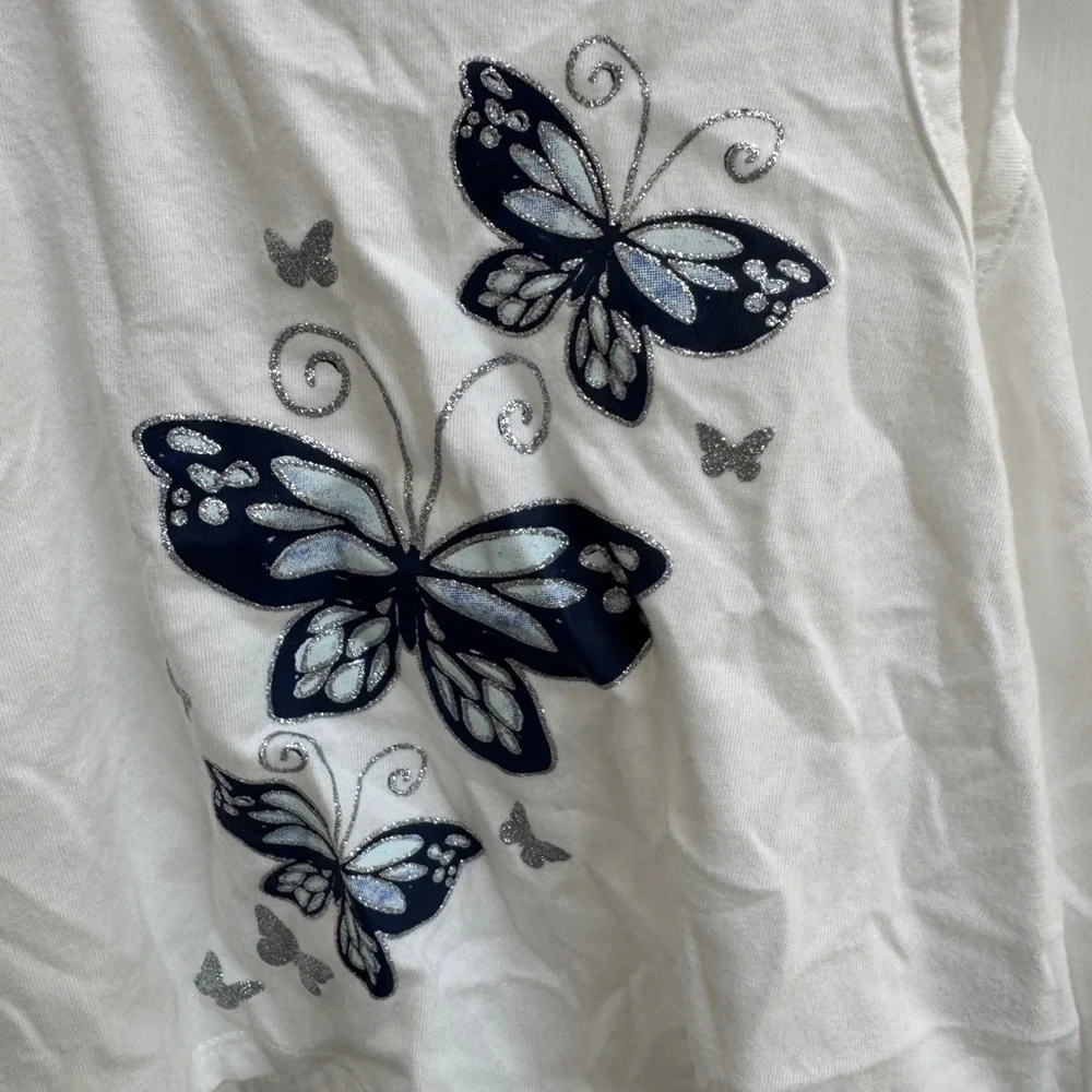 NWOT The Children's Place 2T Girls White & Blue Butterfly Camisole Blouse
